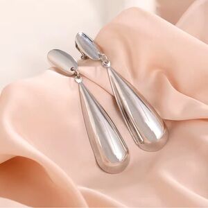 Silver Teardrop Clip-on Earrings